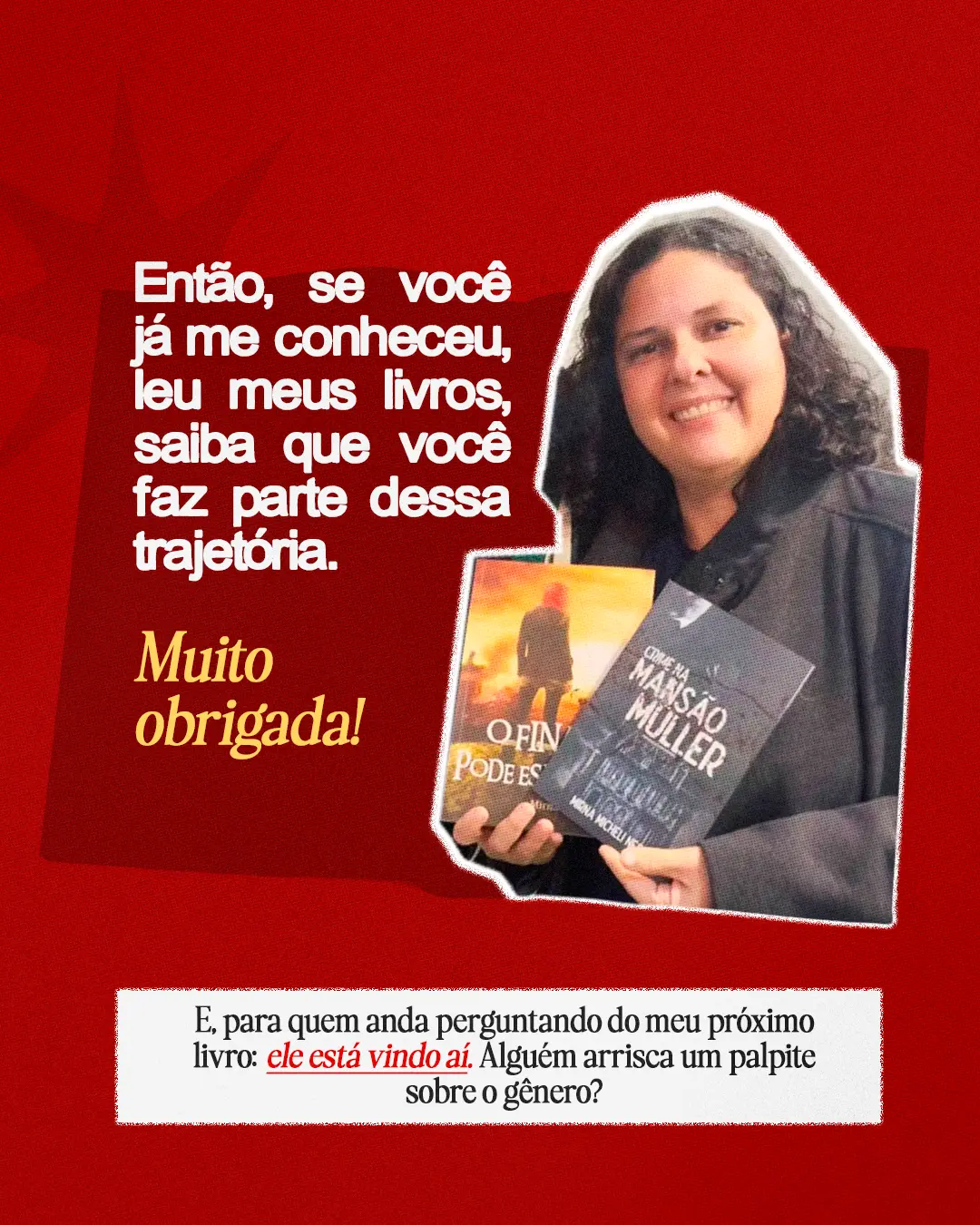 Encerramento do carrossel de apresentação da autora