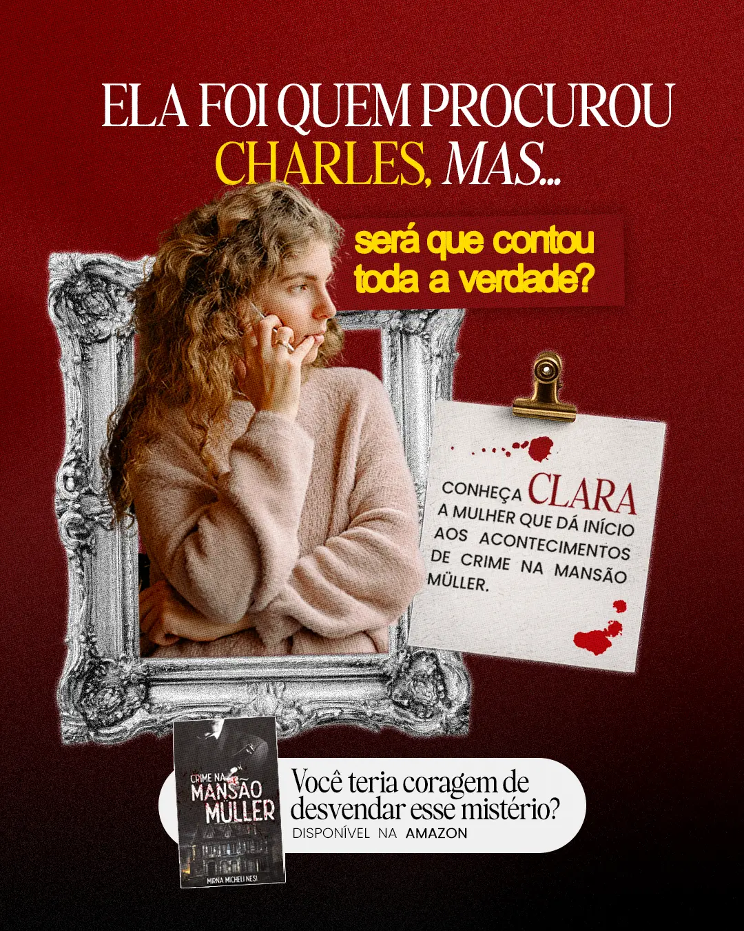 Post de suspense da personagem Clara